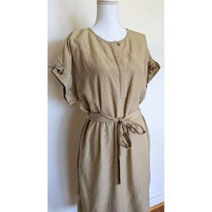 Zoe Kratzmann Tencel Linen Collared Shirt Dress size 1 Suit 8-10 Beige